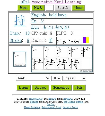 Handwritten kanji search at sljfaq.org.